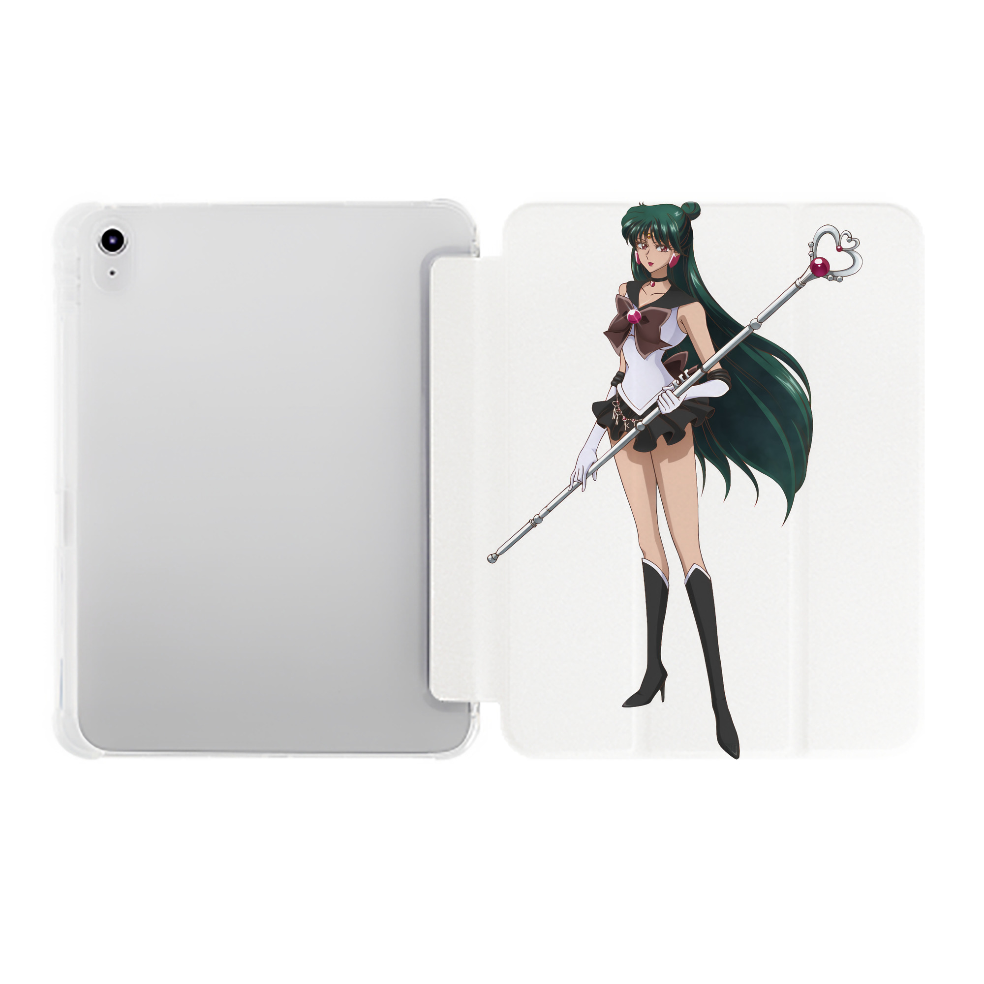 （画像用） 美少女戦士セーラームーン 冥王せつな Sailor Moon Meiou Setsuna IPad ケース ペン収納付き 三つ折りスタンド PUレザー×シリコン 対応機種9.5/10.5/10.9インチ